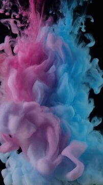 Mixing Pink and Blue Ink Clouds in Water Generative AI