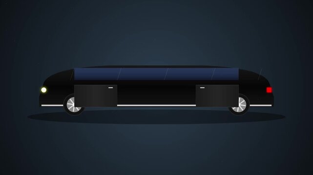 Luxury Black Limousine with Open Suicide Doors Animation 4K 60fps 16:9 Ratio Canvas Illustration
