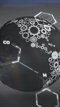 Animation of chemical structures data processing over globe