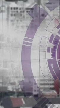 Animation of scope and data processing over cityscape