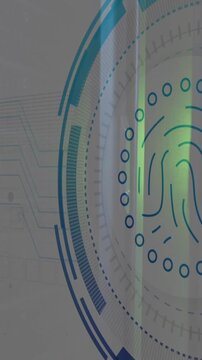 Animation of biometric fingerprint and digital data processing over computer servers