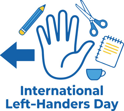 International Left handers Day Graphic with Stationery Icons