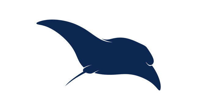 Dark blue stingray manta ray silhouette vector icon isolated on a white background.