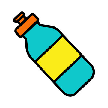sport water bottle plastic container drink flat color vector illustration template design