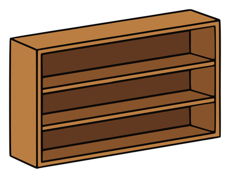 three stack wooden shelf home decoration interior flat color vector illustration template design