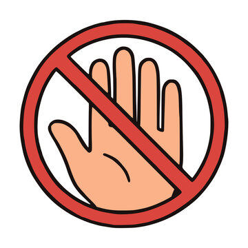 do not touch hand symbol sign prohibited flat color vector illustration template design