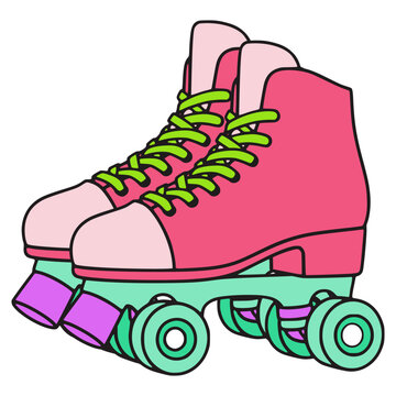 pair of rollerblade shoes speed lifestyle sport flat color vector illustration template design