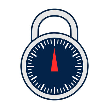 lock security safety protection device flat color vector illustration template design