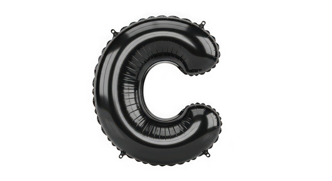 Black letter c balloon isolated for birthday party and celebration isolated on transparent background