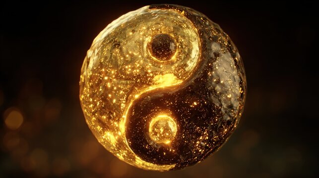 Yin Yang sphere glowing energy balance