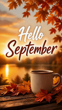 Hello September Autumn Morning Concept