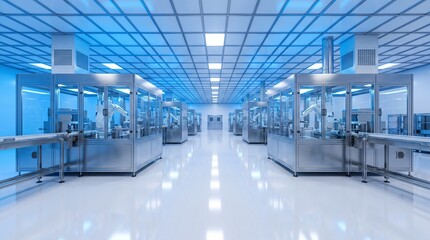 Modern pharmaceutical factory production line with clean room laboratory facility © JPEG & PNG House 