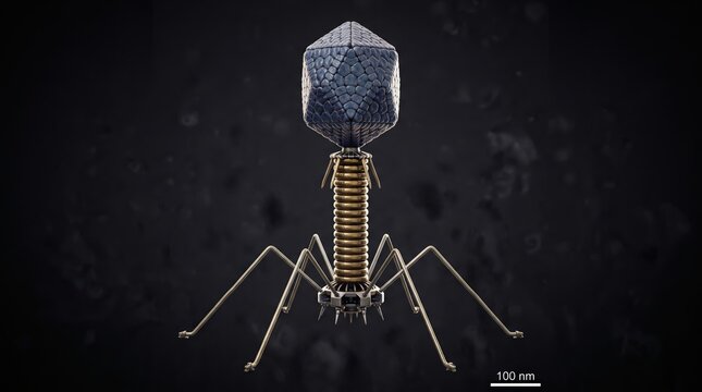 3D Illustration of a Bacteriophage Virus Structure