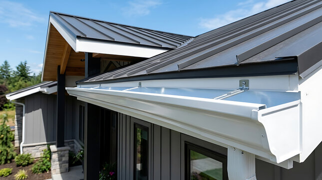 modern residential building with metal roofing and exterior siding showcasing contemporary architectural details and clean