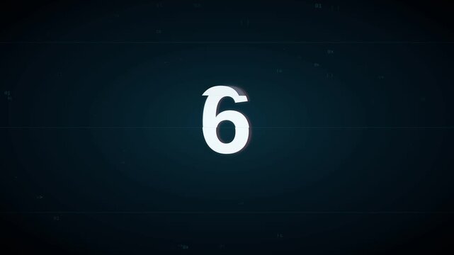 Cinematic number countdown element, 3D white digit on dark blue background, motion graphic for video intro and transitions