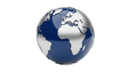 Fototapeta premium Shiny blue 3d planet earth globe icon isolated on transparent background