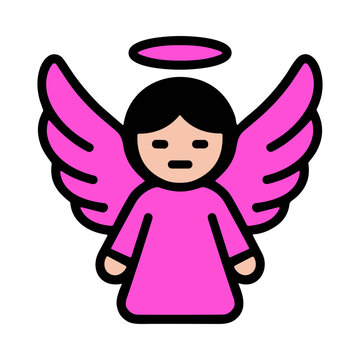 Pink Angel With Wings and Halo Cartoon Illustration