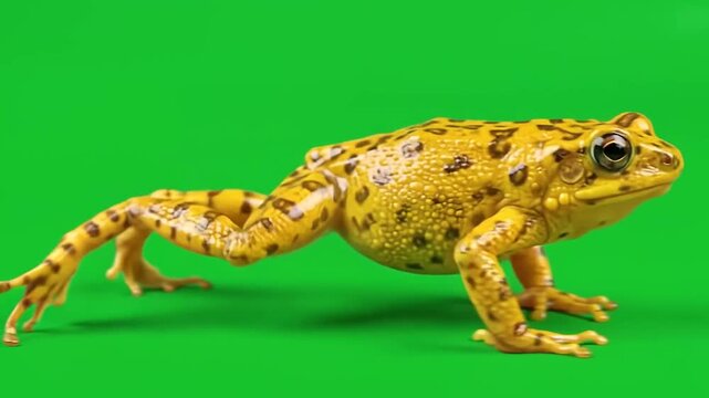 Yellow spotted toad croaking on isolated background