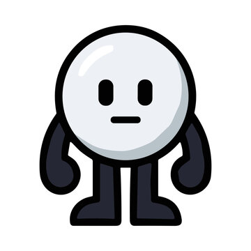 Pixel Art Character with Round Head and Black Limbs