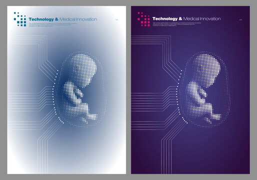 Digital Fetus Technology And Medical Innovation Concept Poster With Circuitry And Prenatal Imagery