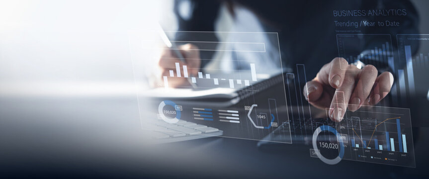 Data analytics, Digital marketing performance growth and financial report, business development, strategy and planning concept