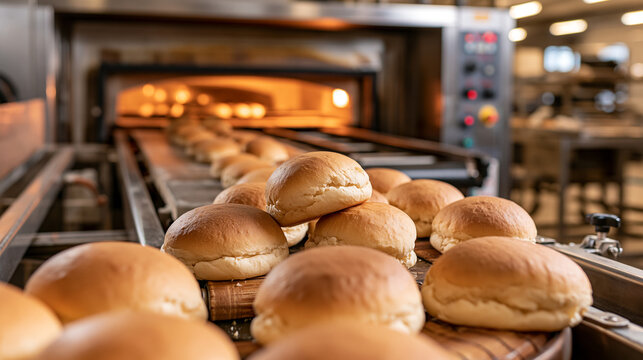 Warm Oven Light Glows Behind Round Rolls Ready for Cooling
