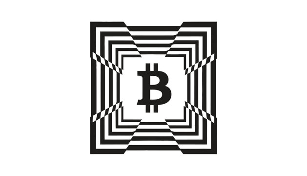 bitcoin logo in black and white geometric pattern