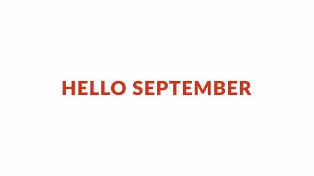 HELLO SEPTEMBER glowing text animation on transparent background in 4K. Hello September text word lettering typography  with Alpha Channel