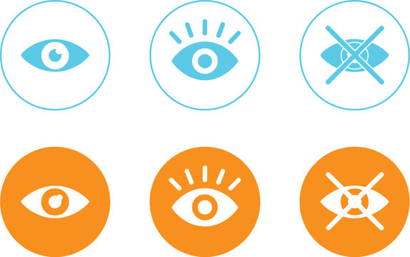 Eye icon set, open eyes symbol vector, vision, viewing, observation, visibility, sight, awareness and digital interface symbols for web and mobile applications