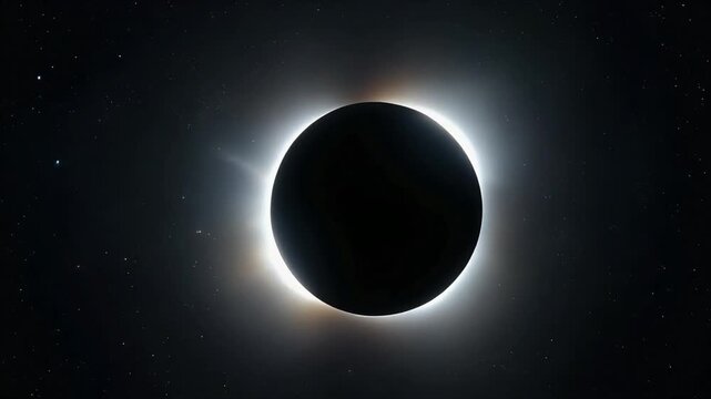 Total solar eclipse with corona in a star filled night sky