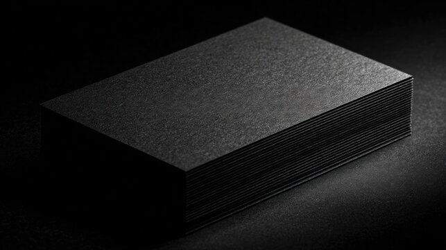 Black business cards stacked together