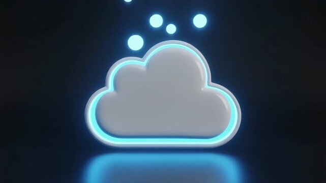 Glowing cloud icon with particles