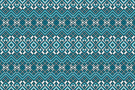 seamless geometric pattern
A seamless, traditional tribal border pattern featuring intricate pixelated geometric designs in dark and light green against a white background&mdash;an authentic ethnic textile 