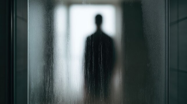 Silhouette of a mysterious person standing in a bright doorway.