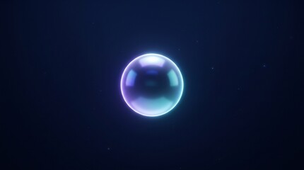Fototapeta premium Glowing iridescent soap bubble floating peacefully in dark space with starry background symbolizing fragile beauty and purity