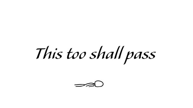 This Too Shall Pass Inspirational Quote with Falling Person Animation on Transparent Background in 4K Alpha Channel