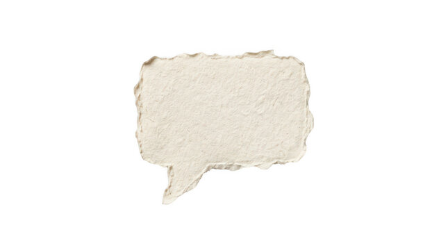 Handmade deckle edge paper speech bubble cutout isolated on transparent background