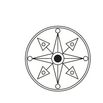 Compass Rose with Triangles and Circles