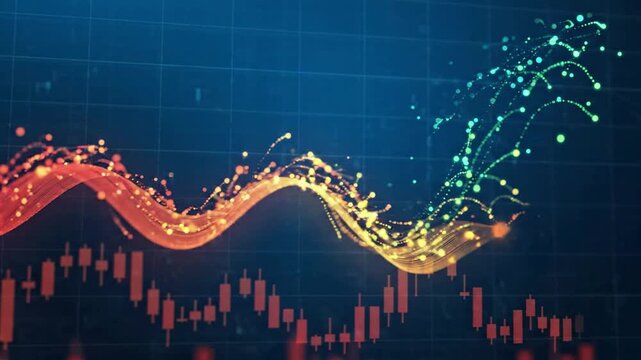 Market Sentiment Waves Transition over a Digital Financial Chart