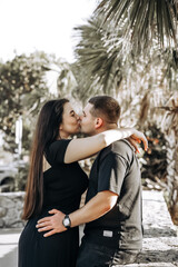 Fototapeta premium Loving young couple hugging, relationship and romance concept.