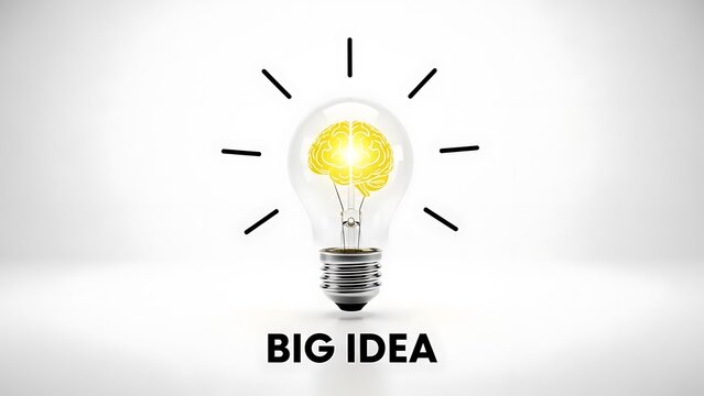 Big idea lightbulb with brain illustration