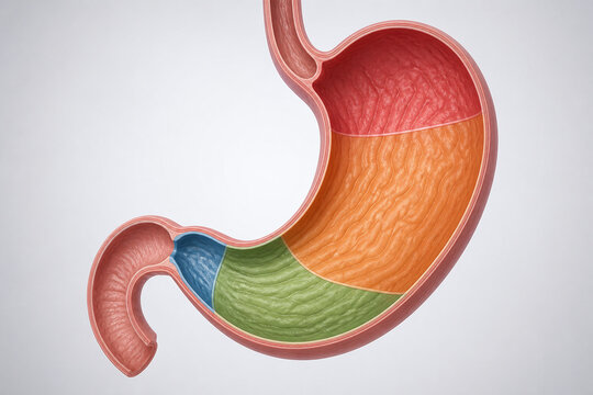 Healthy Human Stomach Anatomical Cutaway Medical Illustration