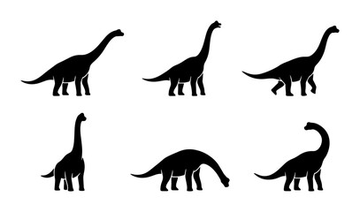 Dinosaur Silhouettes Collection: Brontosaurus, Sauropod, Prehistoric Icons, Vector Art © Samira