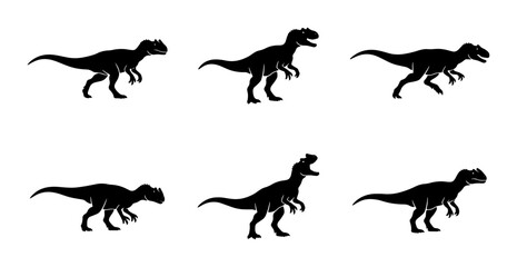 Dinosaur Silhouettes Collection, Prehistoric Reptile Icons, Jurassic Era Vector Graphics, Ancient Creature Set © Samira