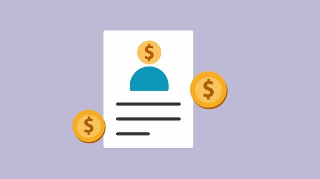 Account and Payment Icon in Flat Design 2d Animation with Alpha Matte