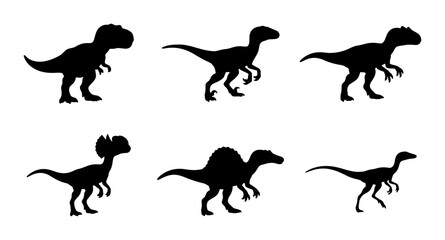 Dinosaur Silhouettes Collection: Prehistoric Creatures, Jurassic Icons, Vector Graphics for Education © Mainul