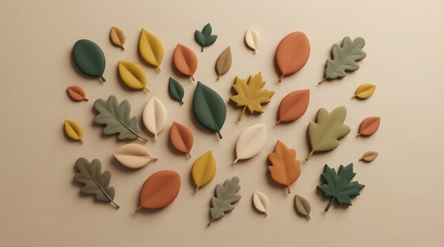 Collection of various autumn leaves in warm colors isolated on white background