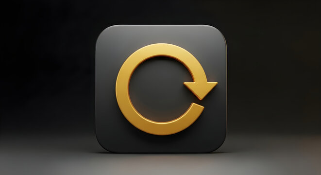 A Golden Refresh Circular Arrow Icon Representing Digital Update and Reload Process for Modern Software Interfaces and User Navigation Systems