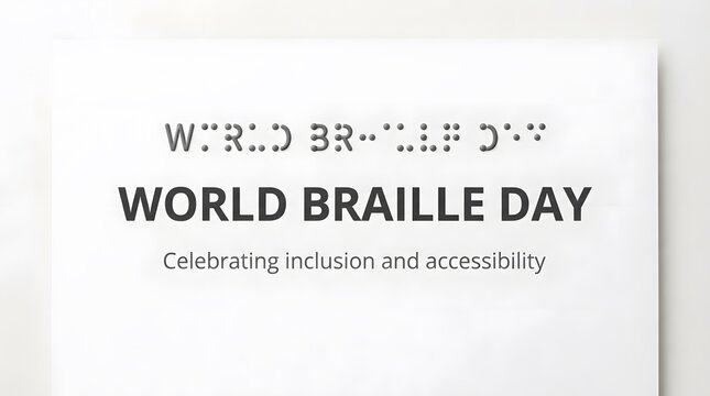 World braille day concept with raised dot text and readable lettering