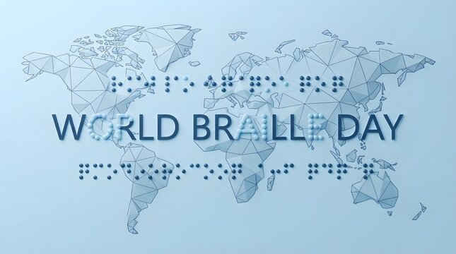 World braille day concept with a world map formed from braille dots